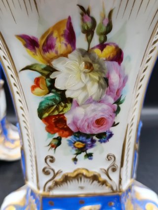 Pareja jarrones isabelinos porcelana antigua