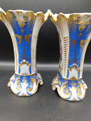 Pareja jarrones isabelinos porcelana antigua