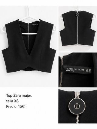 Top Zara Mujer Negro Talla XS