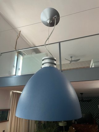 Lámpara colgante estilo industrial azul y gris