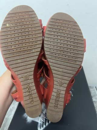 Sandalias Geox Tacón Cuña Naranja/Rojo