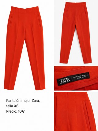 Pantalón Zara Mujer Talla XS Rojo