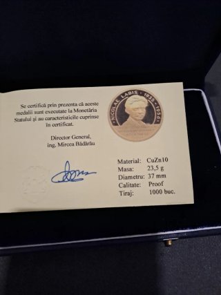 Estuche 2 medallas Nicolae Labis plata y cobre
