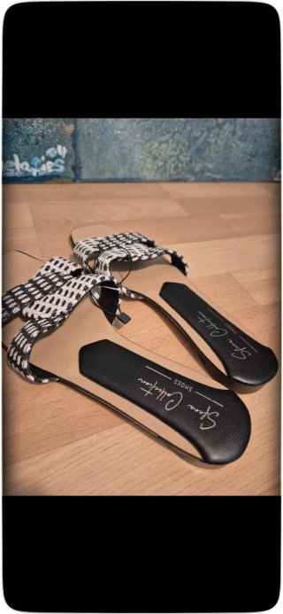 NUEVAS Sandalias Rafia Mujer Talla 38 Blanco Negro