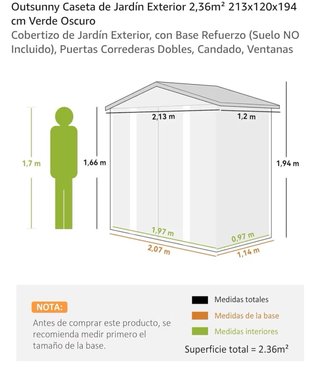 Caseta de jardín metálica verde