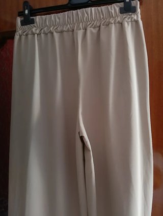 Pantaloni lunghi donna beige con logo
