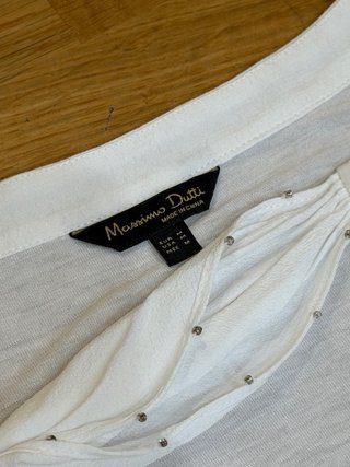 Blusa Massimo Dutti blanca con lazada