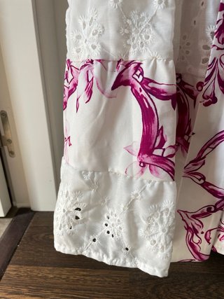 Vestido camisero estampado fucsia y blanco