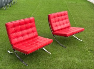 Sillón Barcelona Rojo Piel y Metal