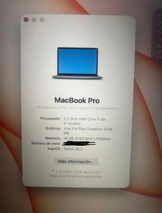 MacBook Pro 2020 i7 2.5 GHz 4 núcleos