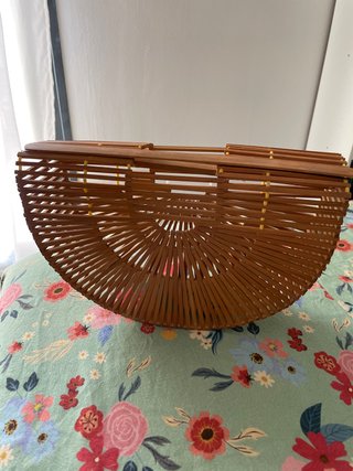 Bolso de bambú/madera marrón