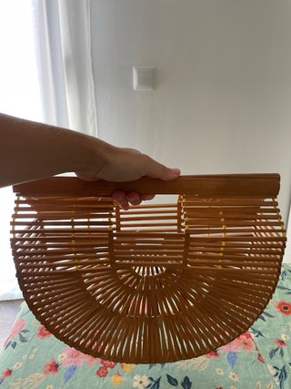 Bolso de bambú/madera marrón