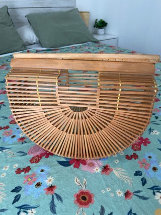 Bolso de bambú/madera marrón