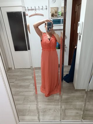 Vestido largo coral para eventos