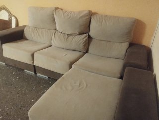 Sofá Chaise Longue Beige y Marrón
