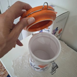Barattolo ermetico ceramica con decoro floreale