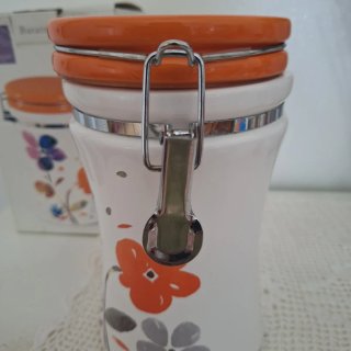 Barattolo ermetico ceramica con decoro floreale