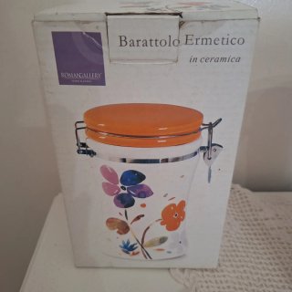 Barattolo ermetico ceramica con decoro floreale