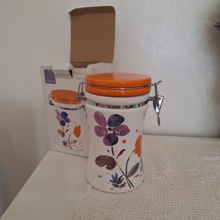 Barattolo ermetico ceramica con decoro floreale