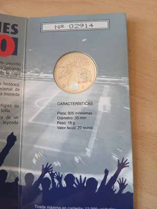 Moneda Plata 20€ Campeones Mundial 2010