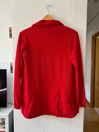 Chaqueta de hilo abierta roja ZARA