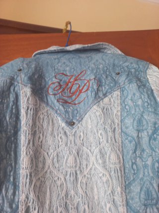 Conjunto Falda y Camisa Azul y Blanco
