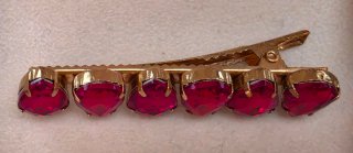 Fermaglio capelli cristalli rossi goccia oro