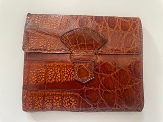 Cartera Vintage Piel Cocodrilo Marrón