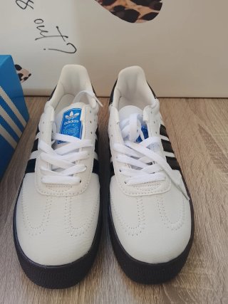 Adidas Samba OG Plataforma Blancas Rayas Negras