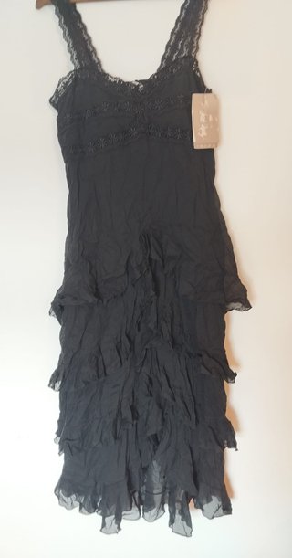 Vestido Largo Puntilla Charo Ruiz Negro (Nuevo)
