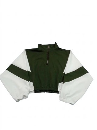 Sudadera verde y blanca con cremallera