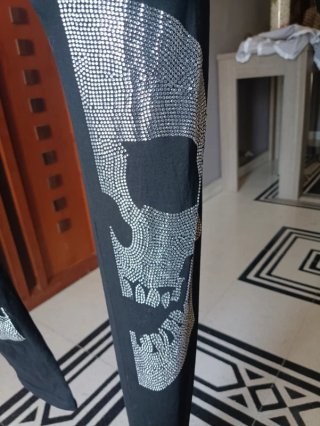Leggings Neri Teschio Strass Miss Family TG S