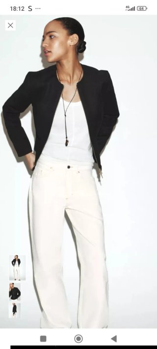 Cazadora Peplum Zara Negra Talla S,  bajo evase.