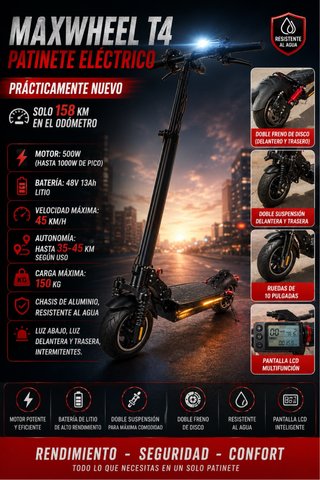 Patinete eléctrico MAX T4 150kg - Suspensión Disco