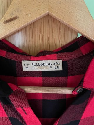 Camisa cuadros roja y negra sin mangas M