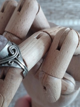 Anillo Alpaca y Cuarzo Rosa Ajustable