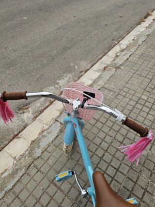Bicicleta infantil azul con cesta