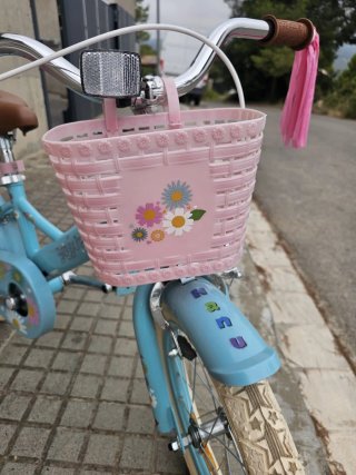 Bicicleta infantil azul con cesta