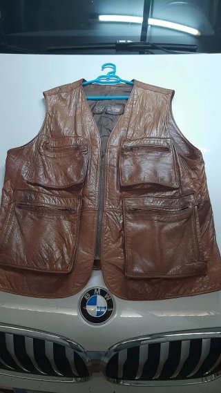 Chaleco motero de Piel Marrón Talla XL