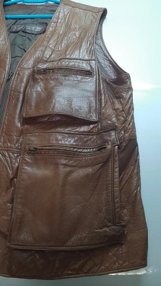 Chaleco motero de Piel Marrón Talla XL