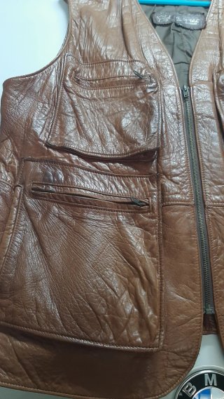 Chaleco motero de Piel Marrón Talla XL