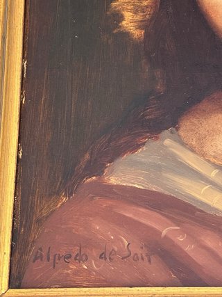 Cuadro Óleo Virgen con Marco Dorado de madera