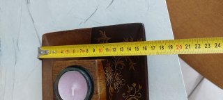 Set 3 portacandele etnici legno e oro