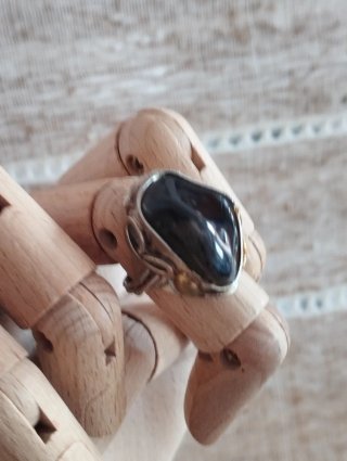 Anillo Alpaca y Onix Ajustable