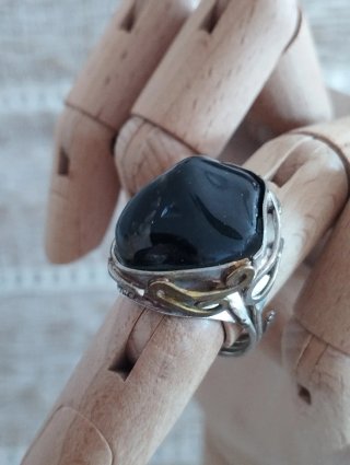 Anillo Alpaca y Onix Ajustable