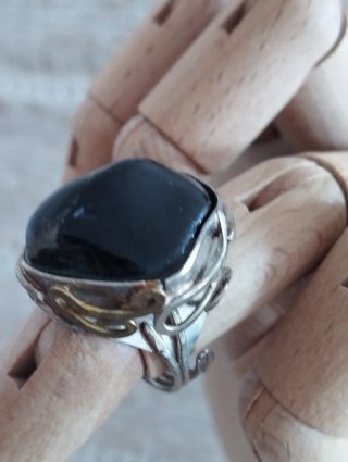 Anillo Alpaca y Onix Ajustable
