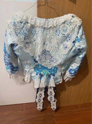 Corpiño de fallera azul y blanco