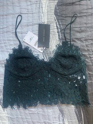 Top encaje verde Zara