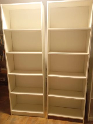 2 Librerías y 1 Banco Baño Madera Blanca