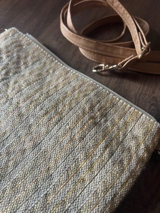 Bolso Clutch Beige Dorado 24x17cm